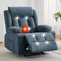 Recliner Chair, Manual Reclining Sofa with Massage and Heat, Comfy Overstuffed Rocking Chair with Side Pockets, Front Pockets and Cup Holde