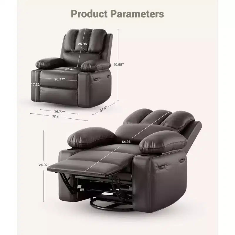 Fauteuil inclinable manuel pour adultes, canapé simple en cuir PU
