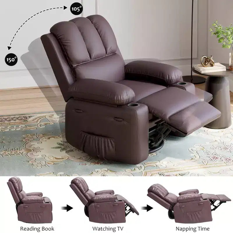 Fauteuil inclinable manuel pour adultes, canapé simple en cuir PU