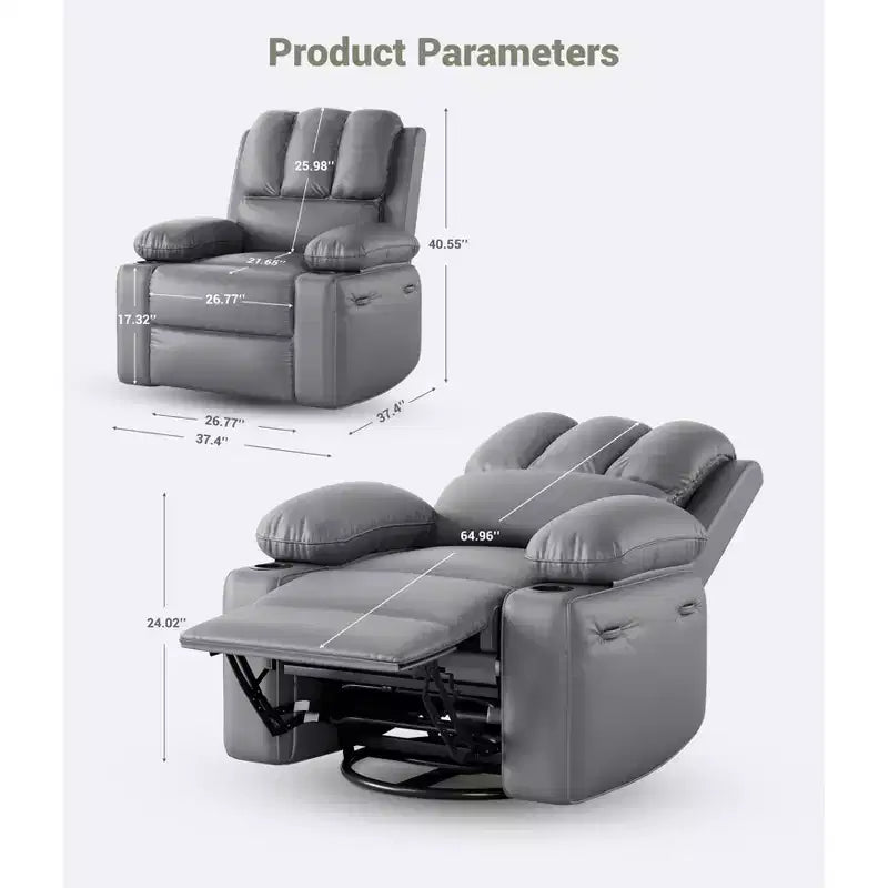 Fauteuil inclinable manuel pour adultes, canapé simple en cuir PU