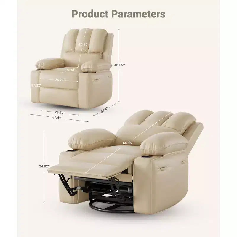 Fauteuil inclinable manuel pour adultes, canapé simple en cuir PU