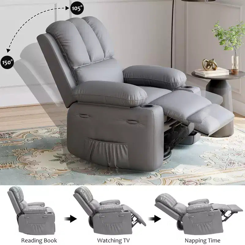 Fauteuil inclinable manuel pour adultes, canapé simple en cuir PU