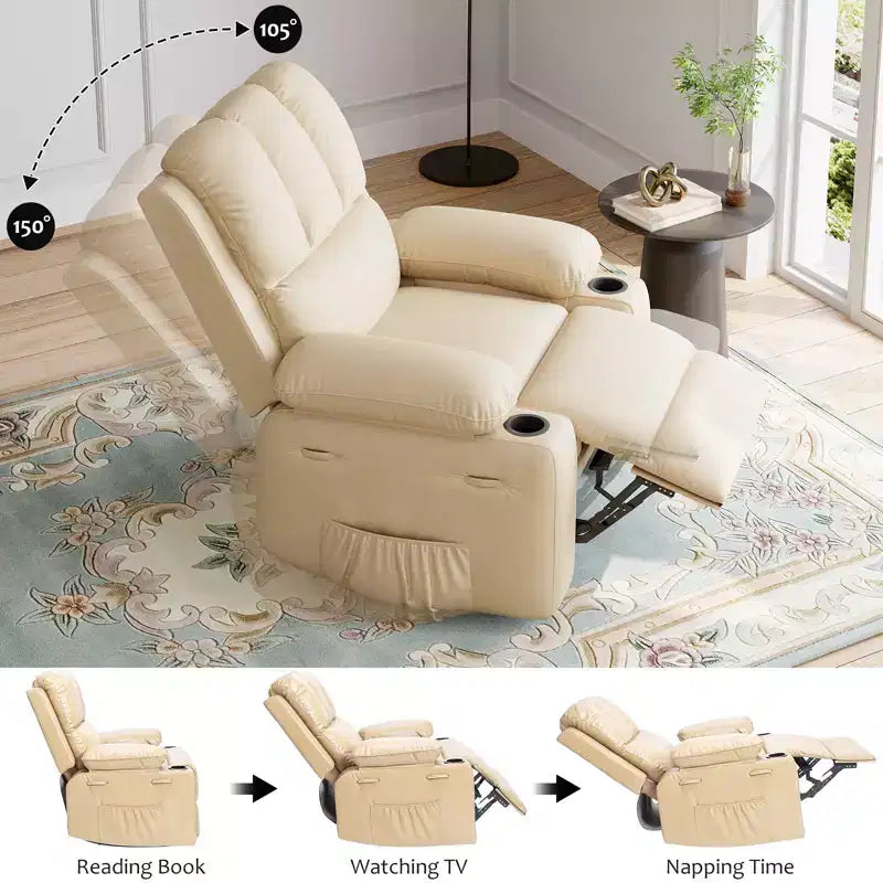 Fauteuil inclinable manuel pour adultes, canapé simple en cuir PU