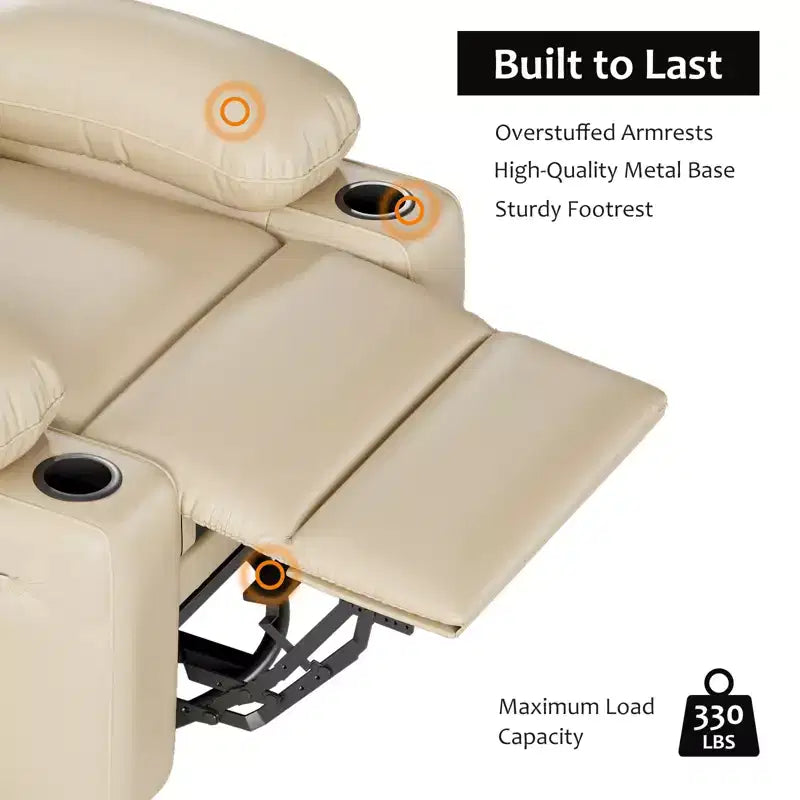 Fauteuil inclinable manuel pour adultes, canapé simple en cuir PU