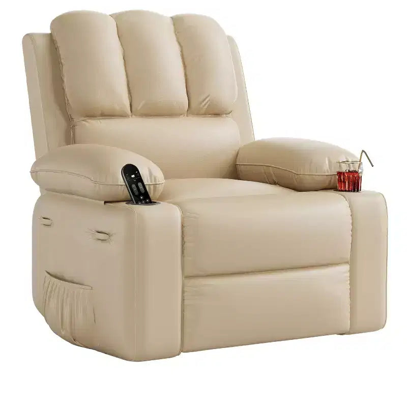 COZONY Manual Recliner Chair for Adults, PU Leather Single Sofa with Extra-Wide Seat & Ergonomic Support for Living Room, Bedroom, Nursery