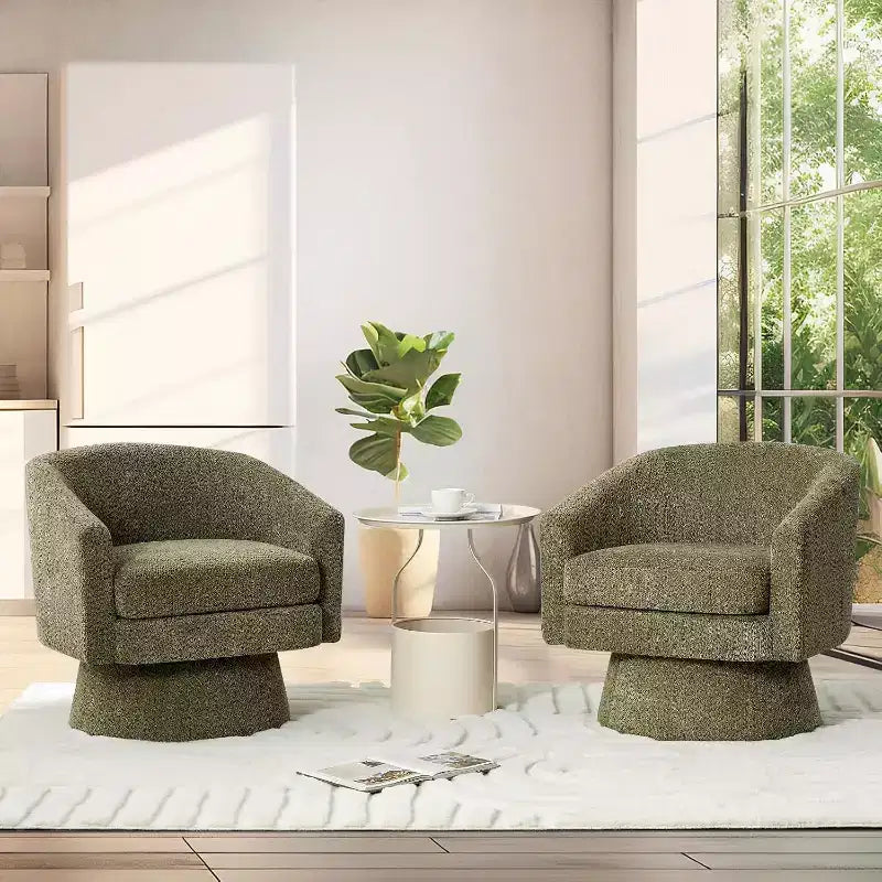 Fauteuil d'appoint pivotant 360 moderne, rond et confortable en tissu chenille