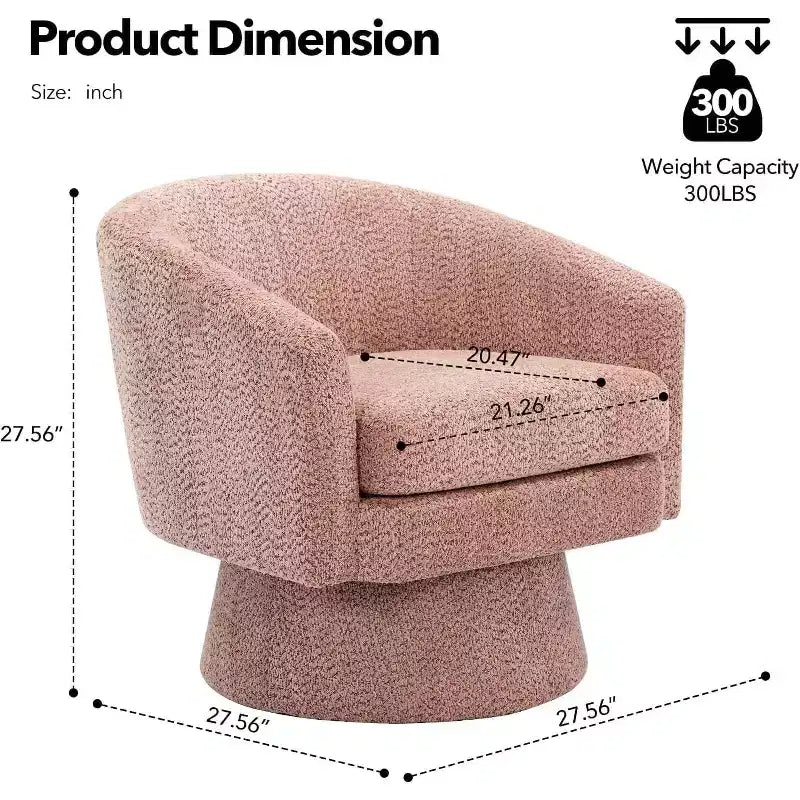 Fauteuil d'appoint pivotant 360 moderne, rond et confortable en tissu chenille