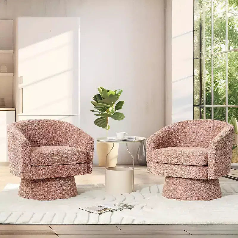 Fauteuil d'appoint pivotant 360 moderne, rond et confortable en tissu chenille