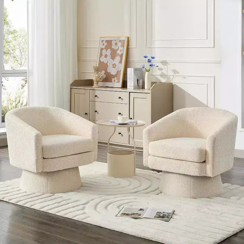 Fauteuil d'appoint pivotant 360 moderne, rond et confortable en tissu chenille