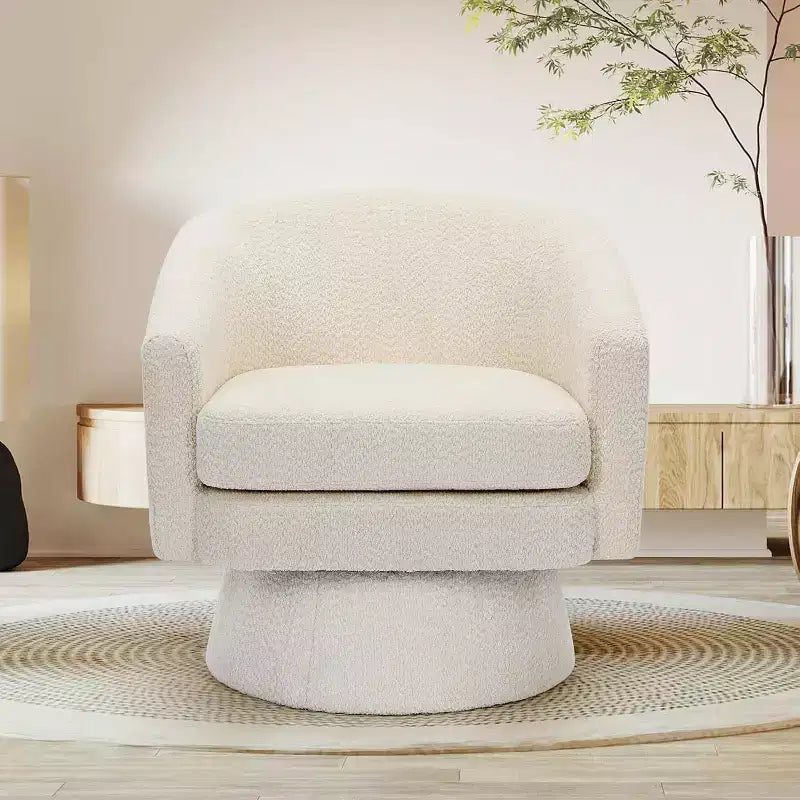 Fauteuil d'appoint pivotant 360 moderne, rond et confortable en tissu chenille