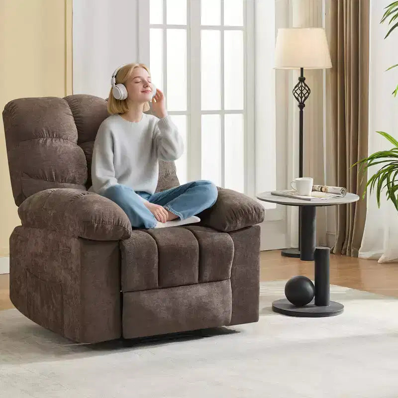 Fauteuil inclinable à bascule avec fonction de massage et de chaleur, tissu respirant ergonomique