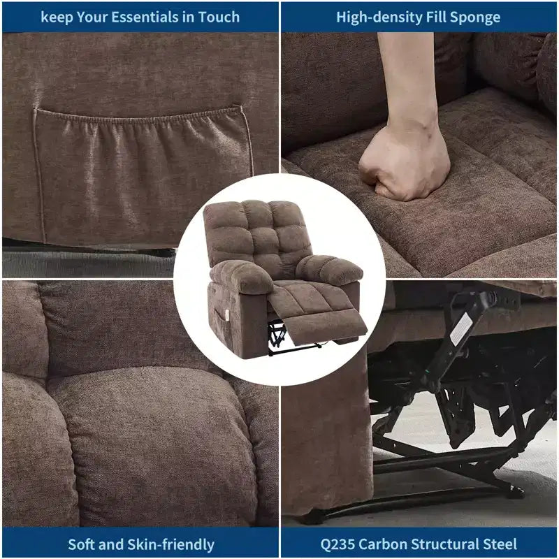 Fauteuil inclinable à bascule avec fonction de massage et de chaleur, tissu respirant ergonomique