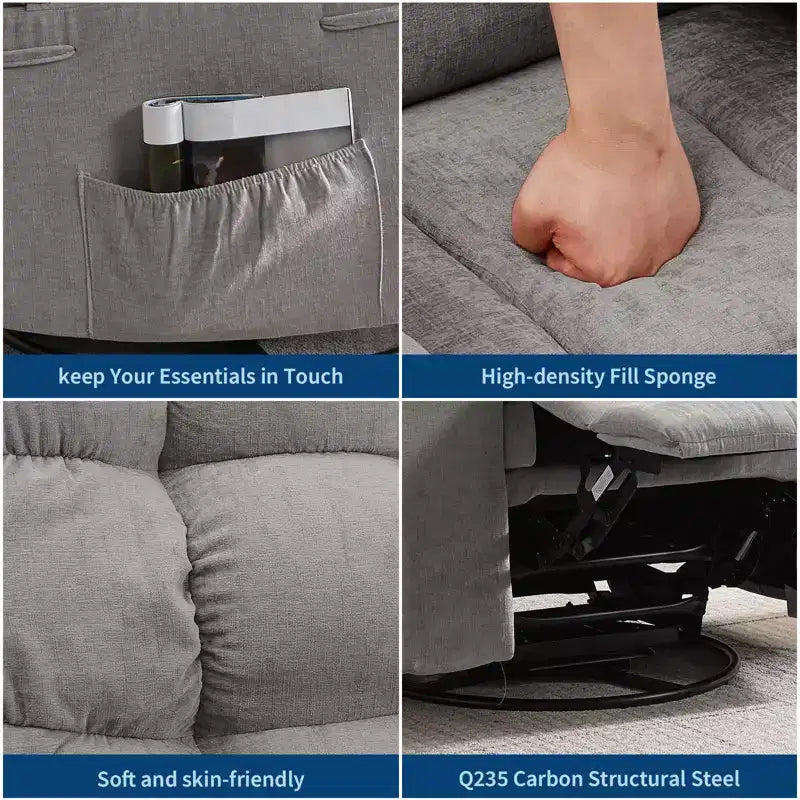Fauteuil inclinable à bascule, fauteuil inclinable massant, fauteuil inclinable à bascule et pivotant à 360°