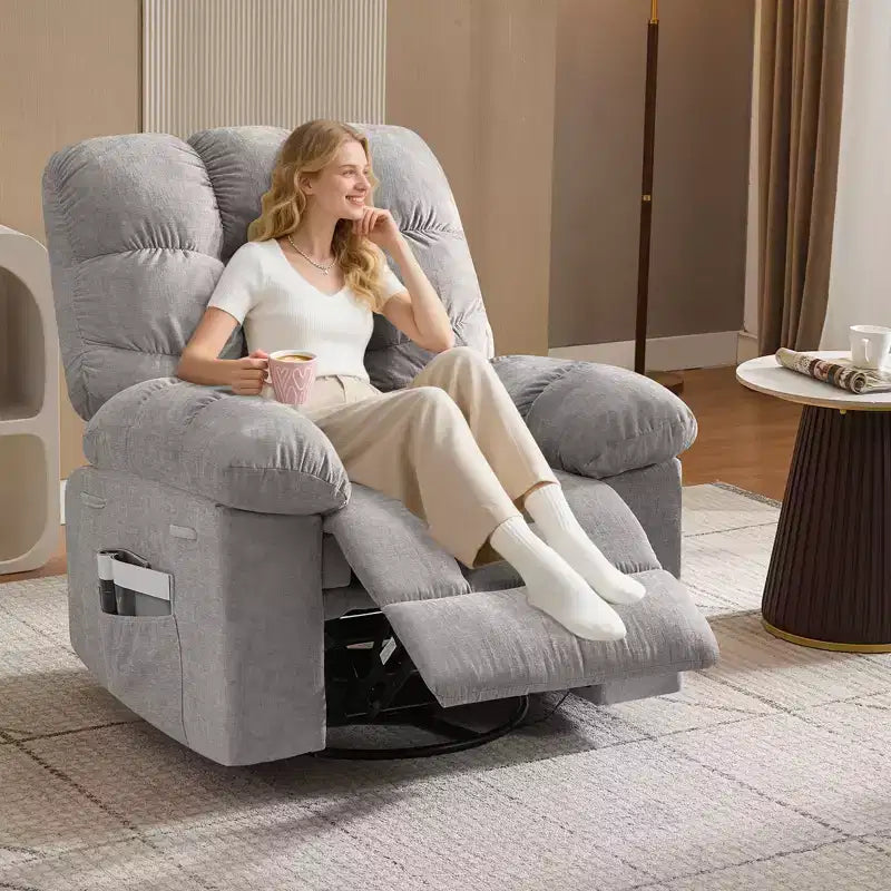 Fauteuil inclinable à bascule, fauteuil inclinable massant, fauteuil inclinable à bascule et pivotant à 360°