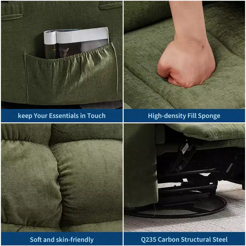 Fauteuil inclinable à bascule, fauteuil inclinable massant, fauteuil inclinable à bascule et pivotant à 360°