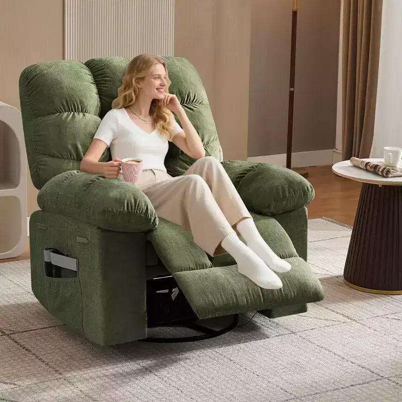 Fauteuil inclinable à bascule, fauteuil inclinable massant, fauteuil inclinable à bascule et pivotant à 360°