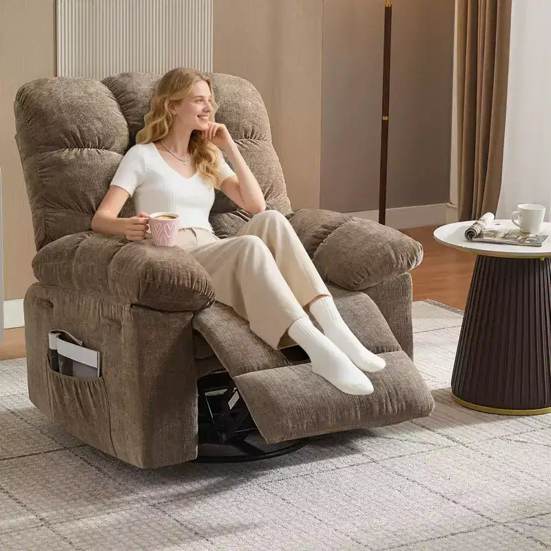 Fauteuil inclinable à bascule, fauteuil inclinable massant, fauteuil inclinable à bascule et pivotant à 360°
