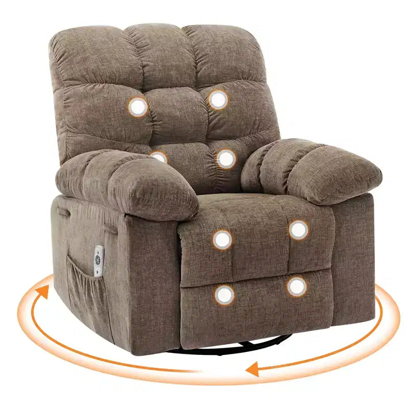 Rocking Recliner Chairs, Massage Recliner Chair, 360 Swivel Rocking Recliner Chair with Side Pockets Cup Holders, for Living Room ,Bedroom