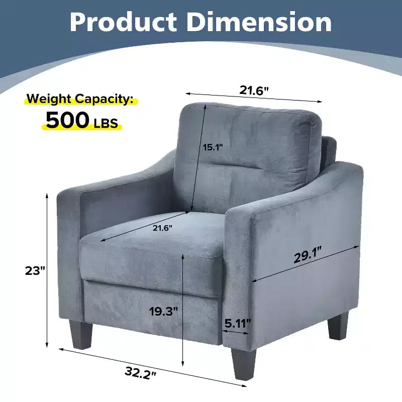 Canapé simple rembourré en velours Fauteuil d'appoint moderne