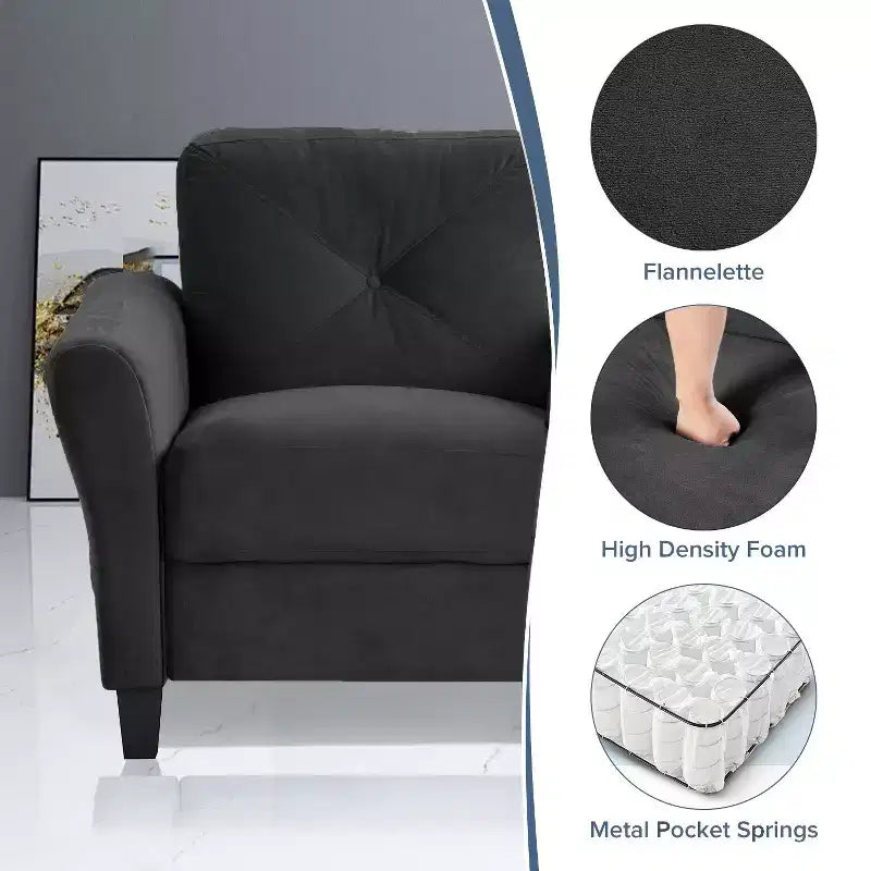 Fauteuil simple en velours avec dossier capitonné