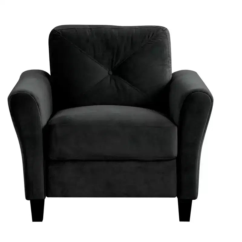 Fauteuil simple en velours avec dossier capitonné
