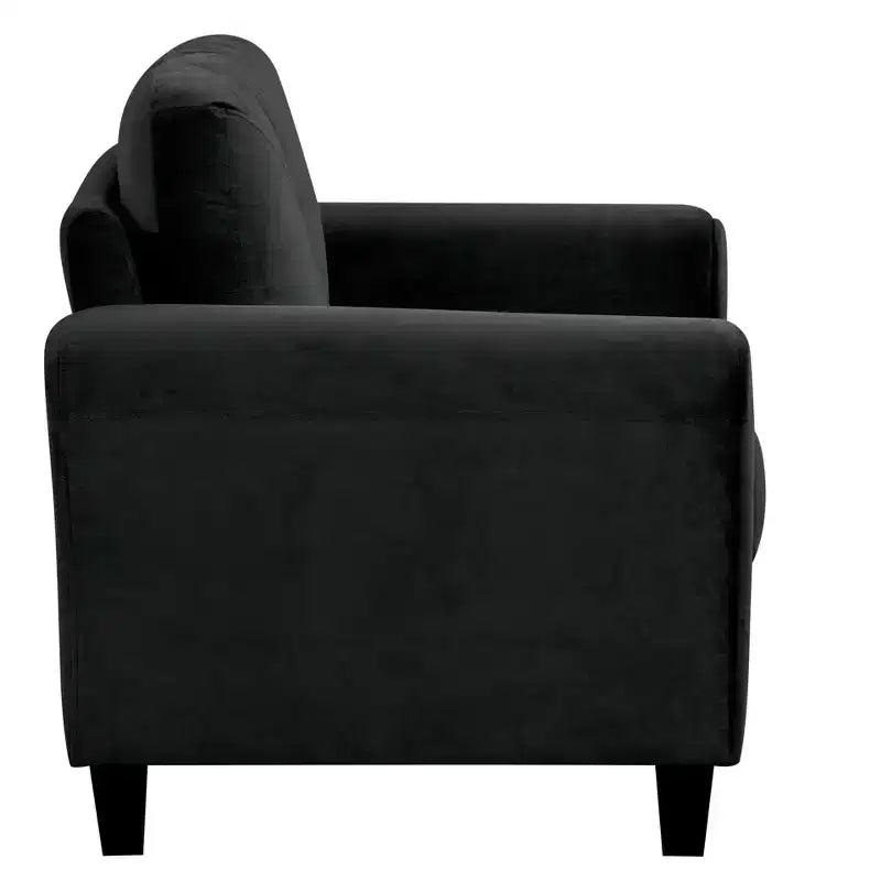 Fauteuil simple en velours avec dossier capitonné