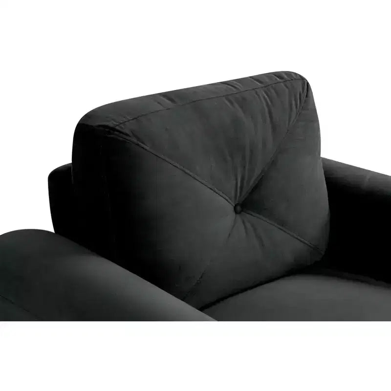 Fauteuil simple en velours avec dossier capitonné