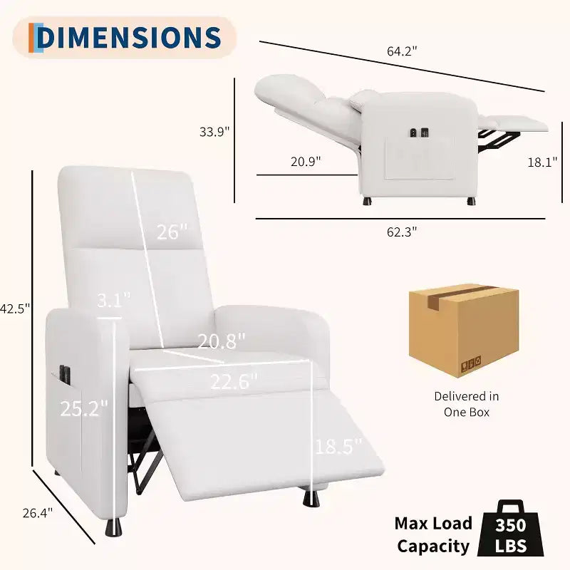 Fauteuil inclinable électrique ergonomique avec fonctions de massage et de chauffage