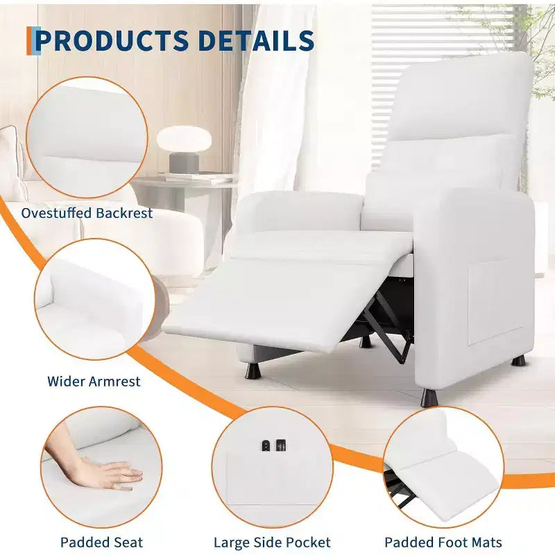 Fauteuil inclinable électrique ergonomique avec fonctions de massage et de chauffage