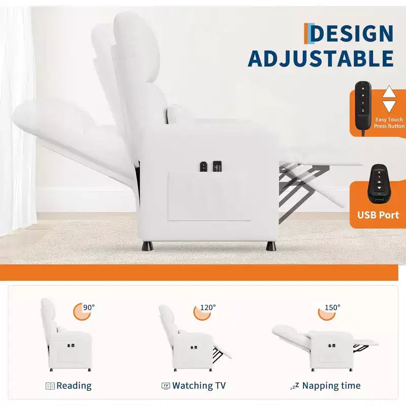 Fauteuil inclinable électrique ergonomique avec fonctions de massage et de chauffage