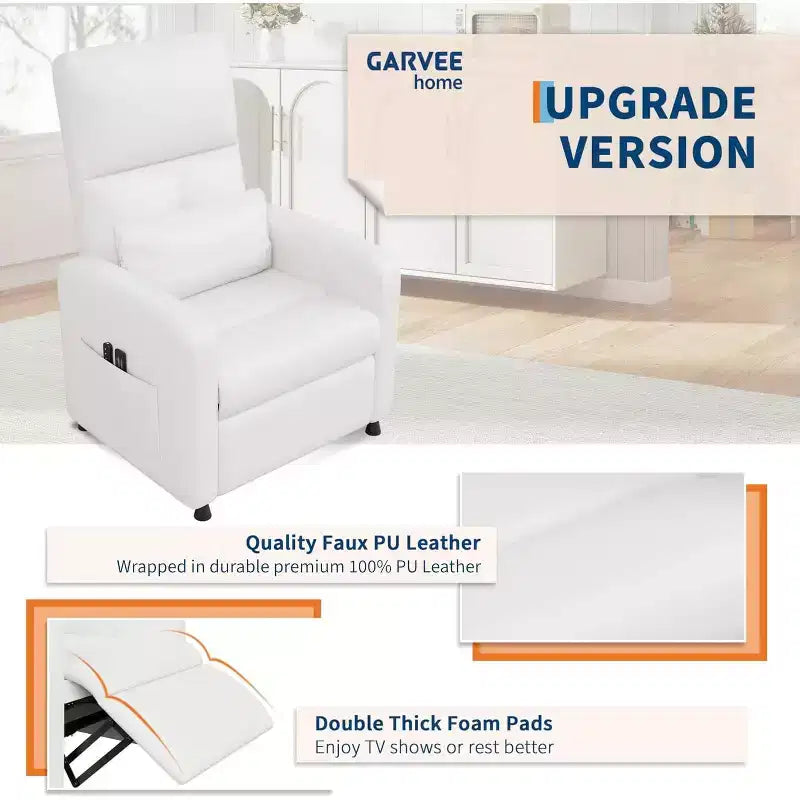 Fauteuil inclinable électrique ergonomique avec fonctions de massage et de chauffage