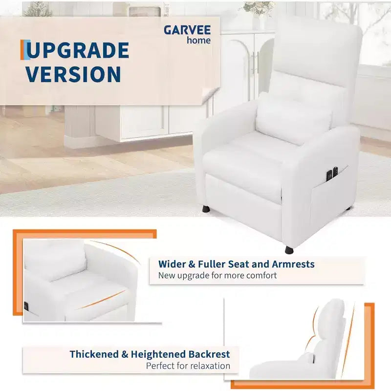 Fauteuil inclinable électrique ergonomique avec fonctions de massage et de chauffage