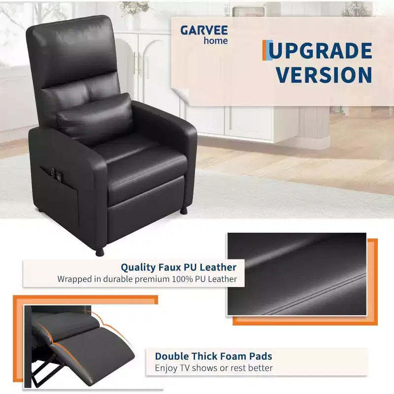 Fauteuil inclinable électrique ergonomique avec fonctions de massage et de chauffage
