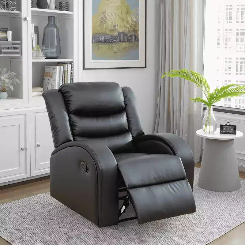 MAYEERTY Power Recliner Chair, Electric Faux Leather Reclining Chair with Adjustable Backrest for Living Room, Black