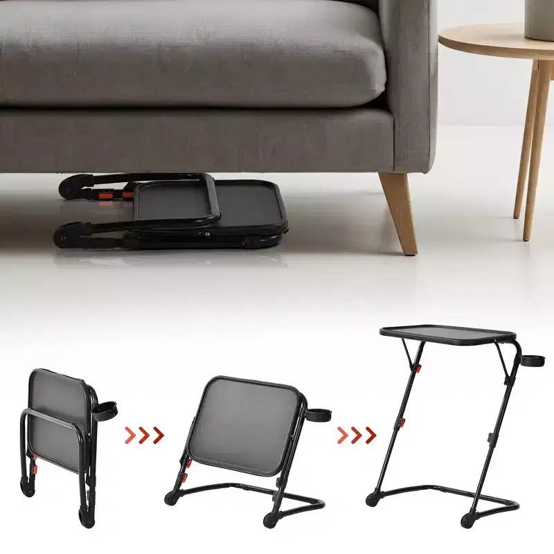Plateau de télévision pliable et réglable avec 4 hauteurs et 3 angles d'inclinaison