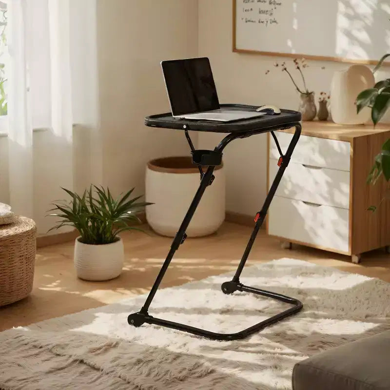 Plateau de télévision pliable et réglable avec 4 hauteurs et 3 angles d'inclinaison