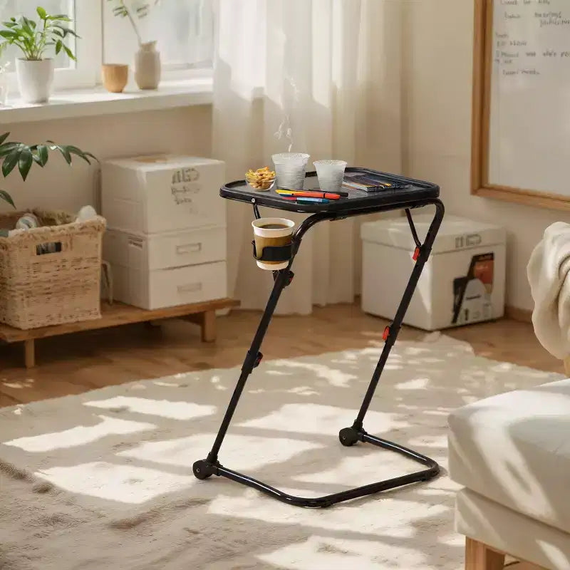 Plateau de télévision pliable et réglable avec 4 hauteurs et 3 angles d'inclinaison