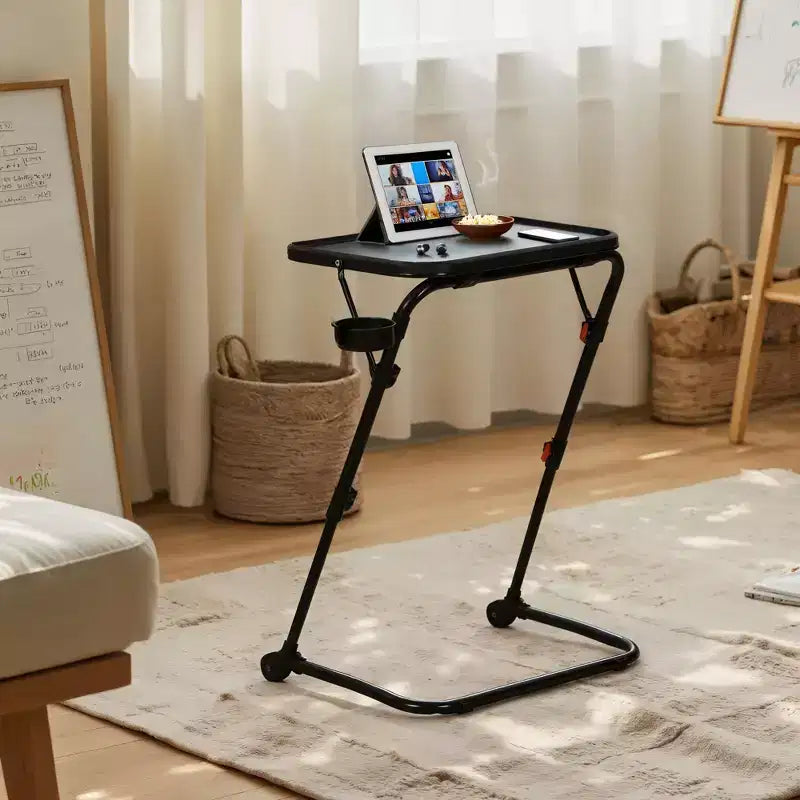 Plateau de télévision pliable et réglable avec 4 hauteurs et 3 angles d'inclinaison