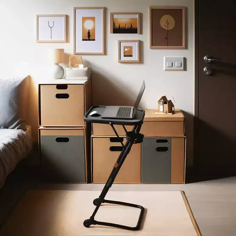 Plateau de télévision pliable et réglable avec 4 hauteurs et 3 angles d'inclinaison