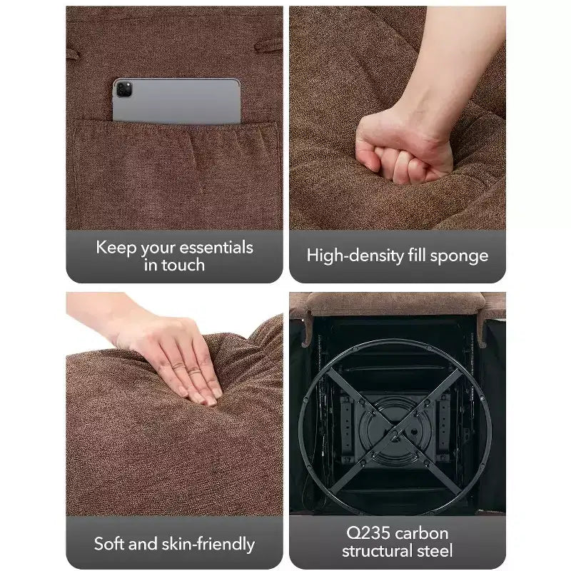 Fauteuil inclinable à bascule, Fauteuil à bascule pivotant à 360°, Canapé inclinable individuel