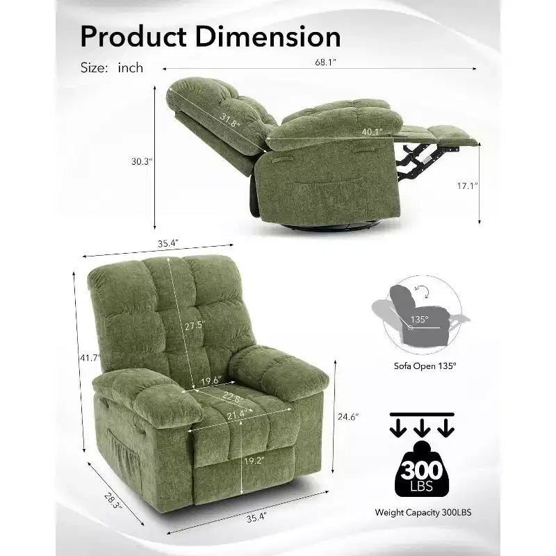 Fauteuil inclinable à bascule, Fauteuil à bascule pivotant à 360°, Canapé inclinable individuel