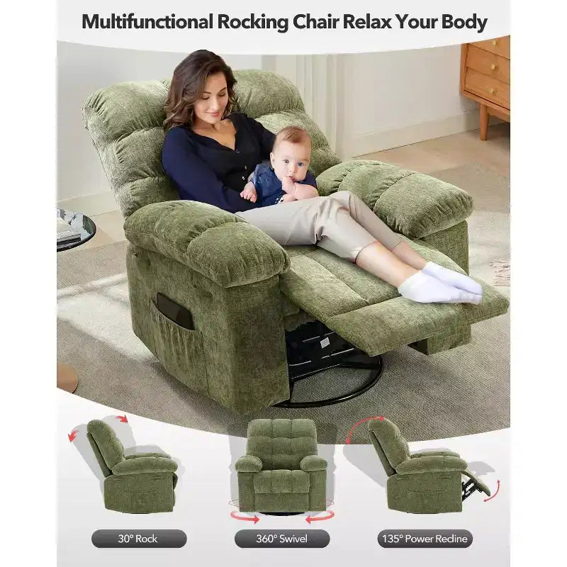 Fauteuil inclinable à bascule, Fauteuil à bascule pivotant à 360°, Canapé inclinable individuel