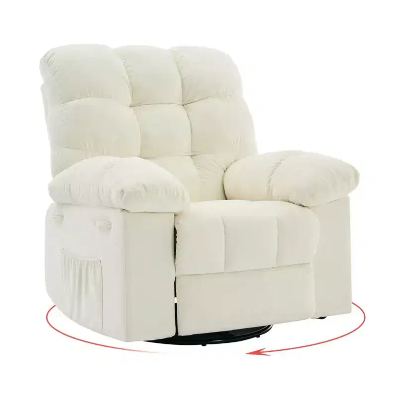 Rocking Recliner Chair, 360 Swivel Rocker, Lazy Boy Recliner Single Sofa, Extra Wide Manual Recliners, Chenille Upholstery Overstuffed Soft