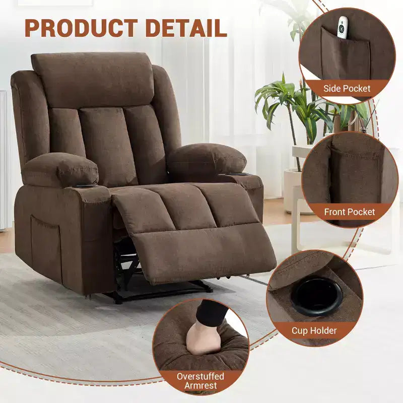 Fauteuil inclinable massant à bascule, Fauteuil à bascule confortable et surdimensionné