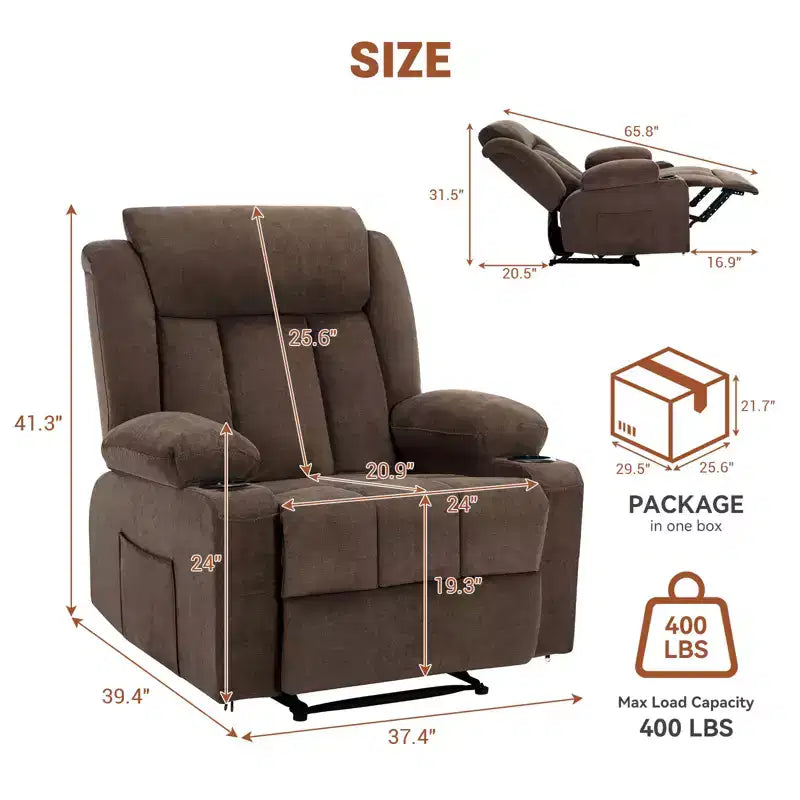 Fauteuil inclinable massant à bascule, Fauteuil à bascule confortable et surdimensionné