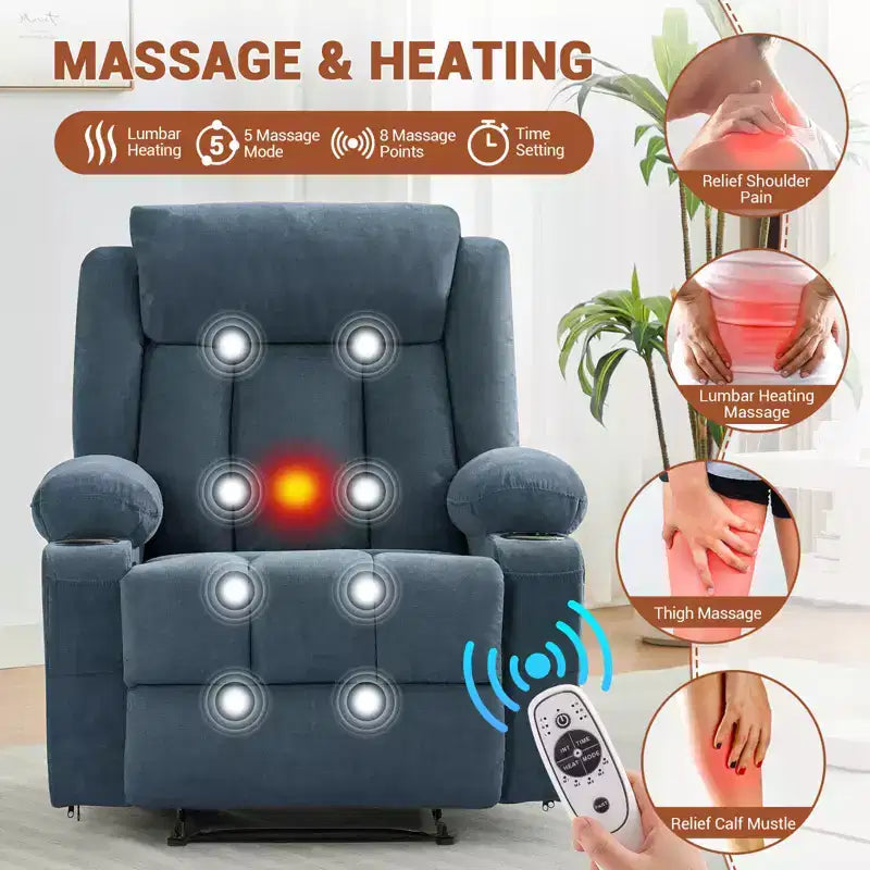 Fauteuil inclinable massant à bascule, Fauteuil à bascule confortable et surdimensionné