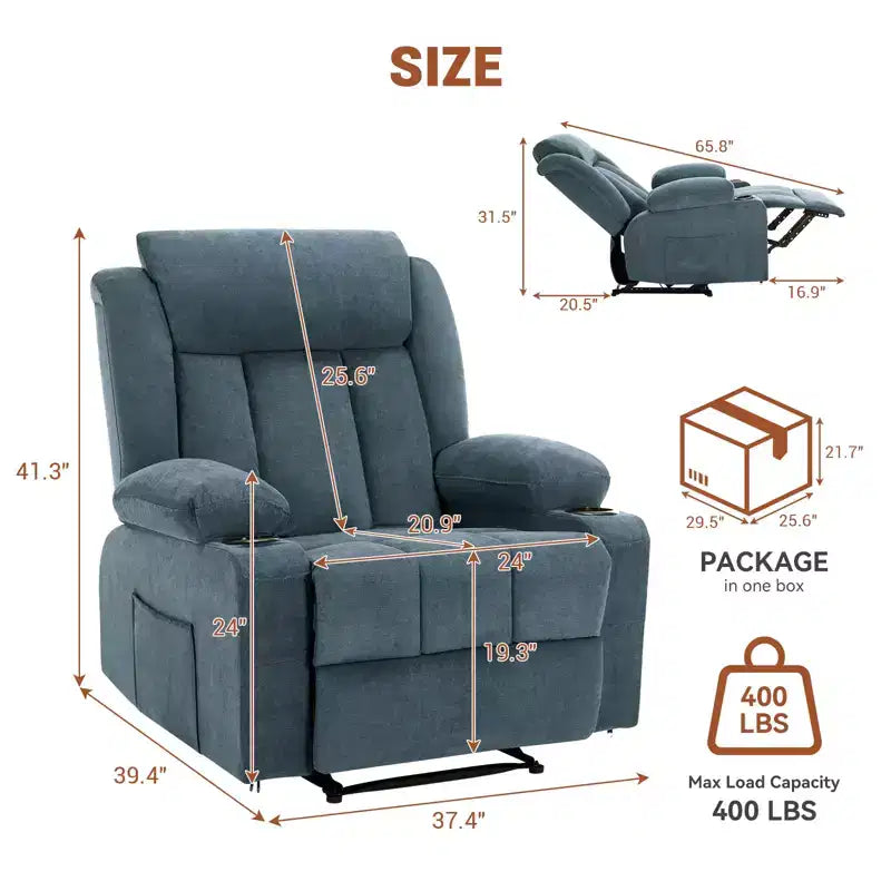 Fauteuil inclinable massant à bascule, Fauteuil à bascule confortable et surdimensionné
