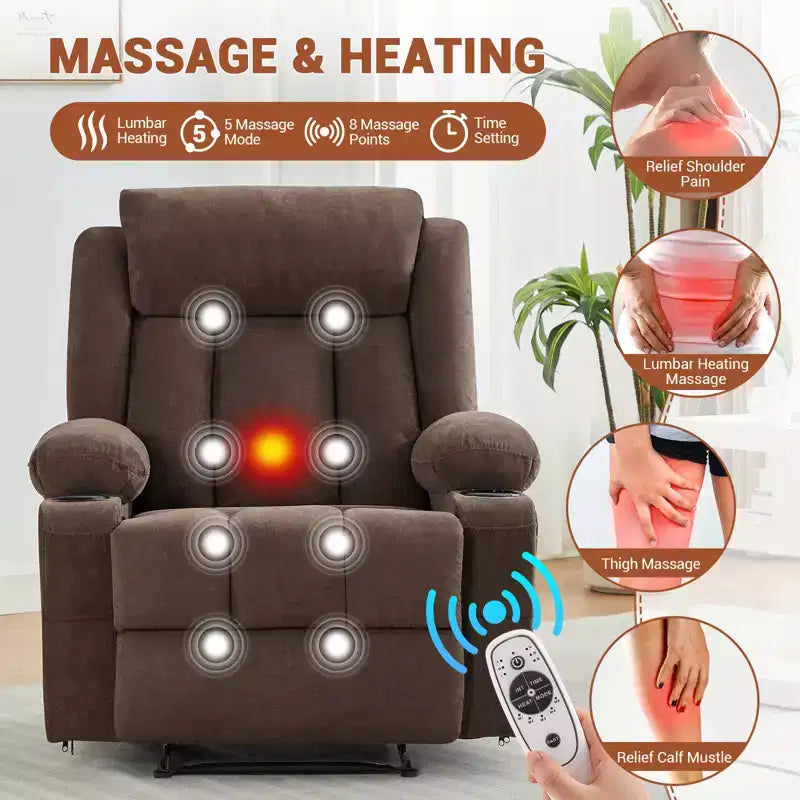 Fauteuil inclinable massant à bascule, Fauteuil à bascule confortable et surdimensionné