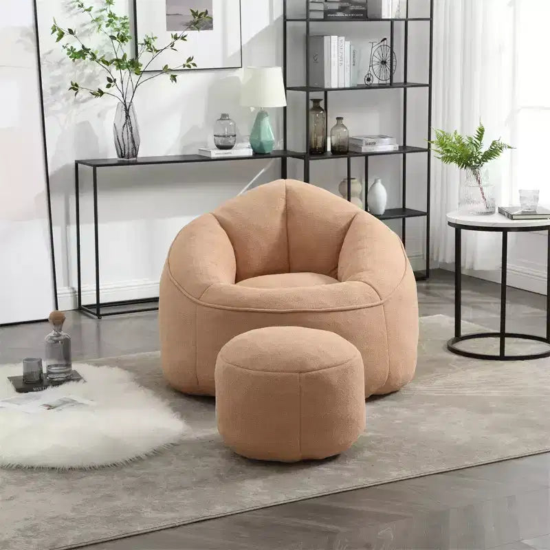 Pouf Géant, Fauteuils Poires en Mousse Haute Densité avec Repose-Pieds