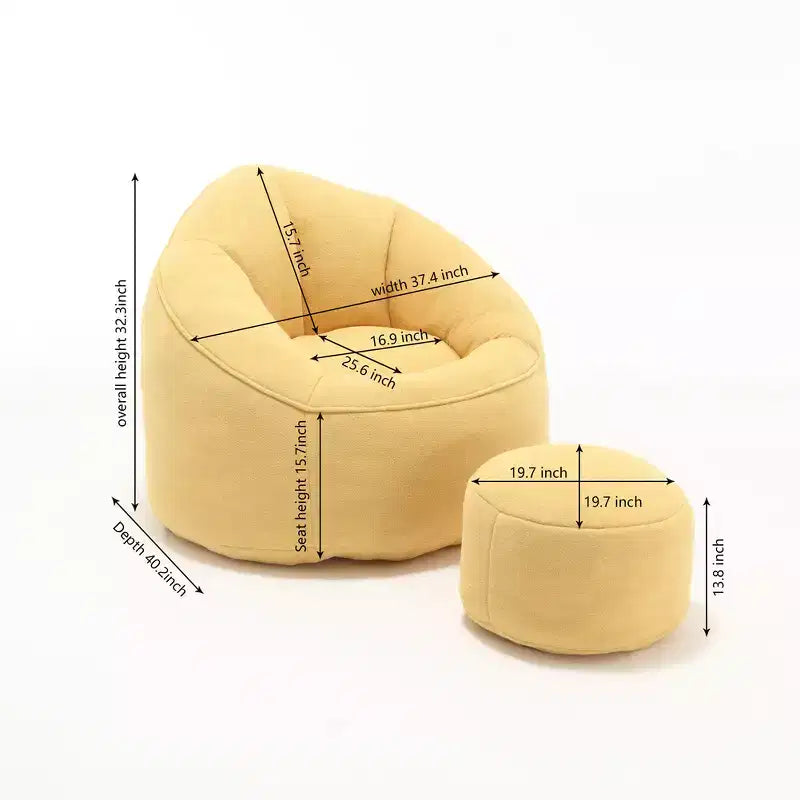 Pouf Géant, Fauteuils Poires en Mousse Haute Densité avec Repose-Pieds